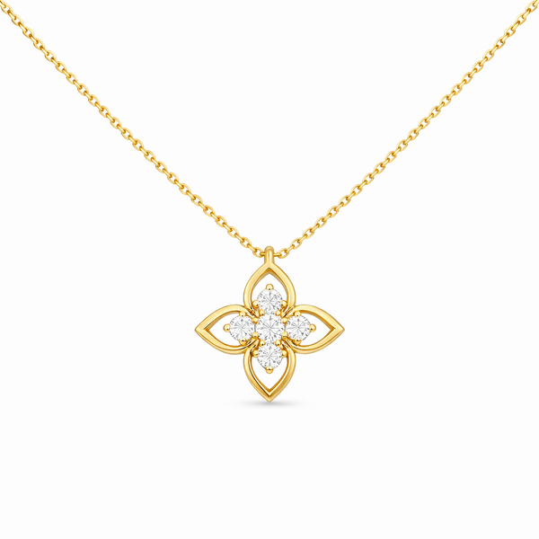 14K Yellow Gold 0.10 CTW Diamond Floral Pendant Necklace Whidby Jewelers Madison, GA