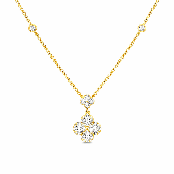 14K Yellow Gold 0.50 CTW Diamond Floral Drop Pendant Necklace Whidby Jewelers Madison, GA