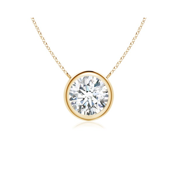 Round Diamond Bezel Pendant Necklace in 14kt Yellow Gold – 1ctw Whidby Jewelers Madison, GA