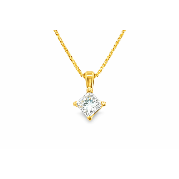 Princess Cut Diamond Solitaire Pendant Necklace in 14kt Yellow Gold – .50ctw Whidby Jewelers Madison, GA