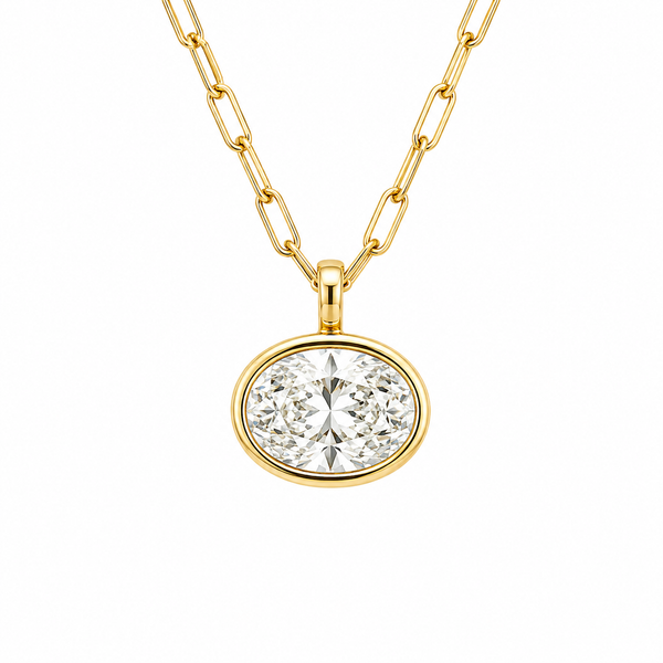 Oval Diamond Bezel Pendant Necklace in 14kt Yellow Gold – 2ctw Whidby Jewelers Madison, GA
