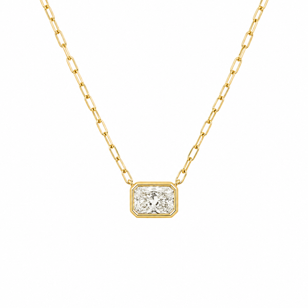 Radiant Cut Diamond Bezel Pendant Necklace in 14kt Yellow Gold – 2.09ctw Whidby Jewelers Madison, GA