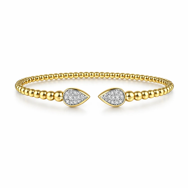 Pear Shape Diamond Open Bangle Bracelet in 14kt Yellow Gold (.25ctw) Whidby Jewelers Madison, GA