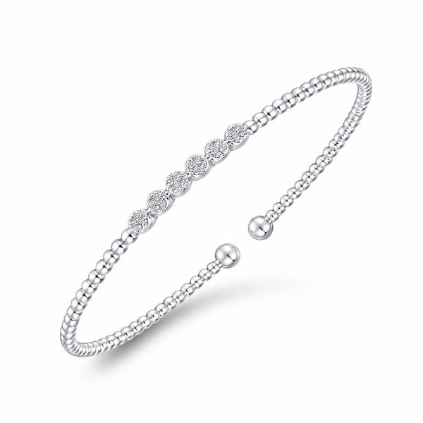 Diamond Beaded Open Bangle Bracelet in 14kt White Gold – .14ctw Whidby Jewelers Madison, GA