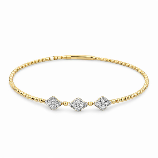 Two-Tone Diamond Beaded Bangle Bracelet in 14kt Gold – .31ctw Whidby Jewelers Madison, GA