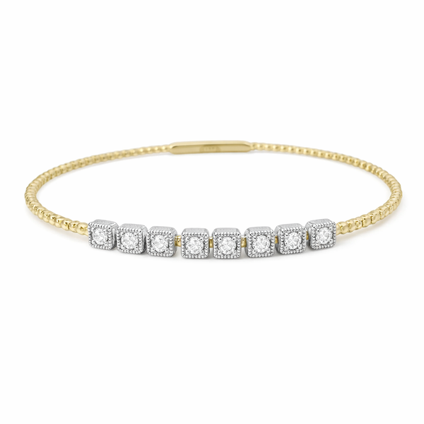 Diamond Station Beaded Bangle Bracelet in 14kt Yellow Gold – .45ctw Whidby Jewelers Madison, GA