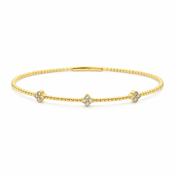 Diamond Beaded Bangle Bracelet in 14kt Yellow Gold – .31ctw Whidby Jewelers Madison, GA