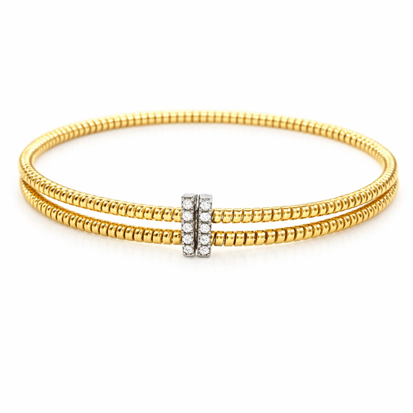 Diamond Double Row Flexible Bangle Bracelet in 18kt Yellow Gold (0.13ctw) Whidby Jewelers Madison, GA