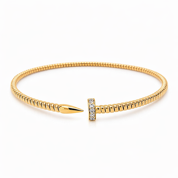 Diamond Nail Flexible Bangle Bracelet in 18kt Yellow Gold (0.13ctw) Whidby Jewelers Madison, GA