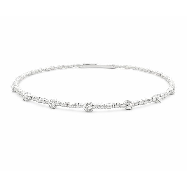 Diamond Bezel Flexible Bangle Bracelet in 14kt White Gold (0.25ctw) Whidby Jewelers Madison, GA