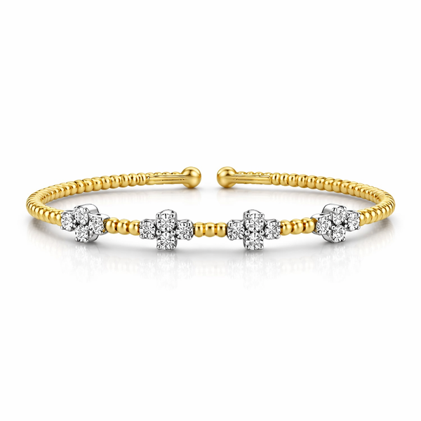 Diamond Cluster Open Bangle Bracelet in 14kt Yellow Gold (.70ctw) Whidby Jewelers Madison, GA