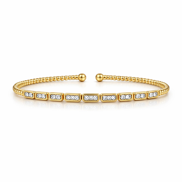 Diamond Bar Open Bangle Bracelet in 14kt Yellow Gold – .27ctw Whidby Jewelers Madison, GA