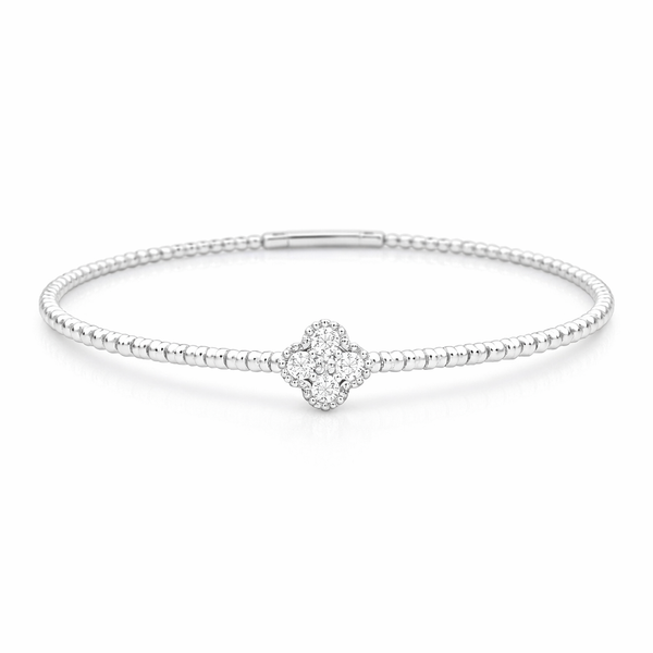 Diamond Cluster Flexible Bangle Bracelet in 14kt White Gold (0.18ctw) Whidby Jewelers Madison, GA