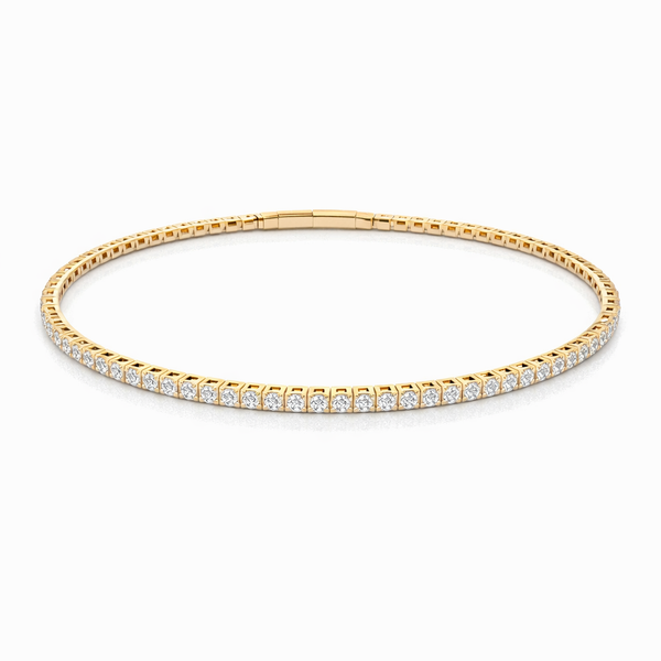 Round Diamond Flexible Bangle Bracelet in 14kt Yellow Gold – 1ctw Whidby Jewelers Madison, GA