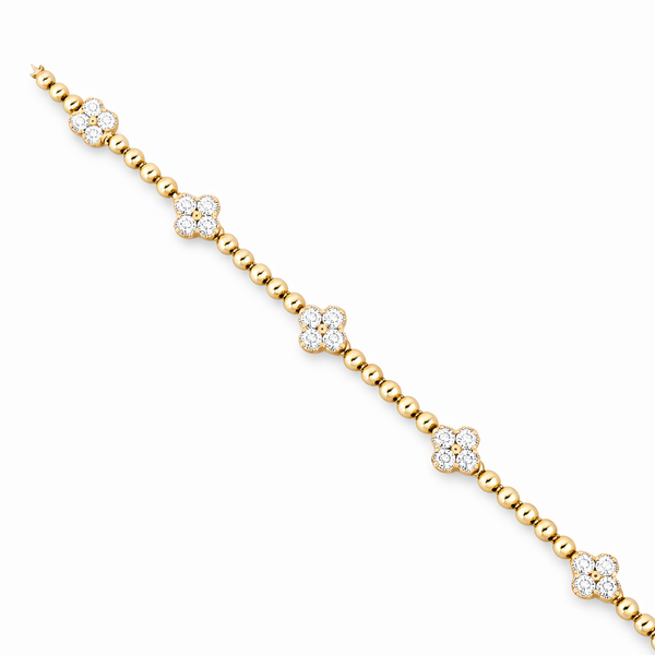 Diamond Flower Station Bracelet in 14kt Yellow Gold (1.47ctw) Whidby Jewelers Madison, GA