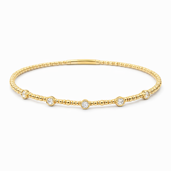 Diamond Bezel Flexible Bangle Bracelet in 14kt Yellow Gold (0.25ctw) Whidby Jewelers Madison, GA
