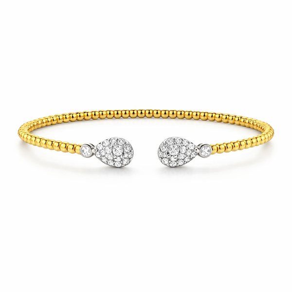 Pear Shape Diamond Open Bangle Bracelet in 14kt Yellow Gold (.37ctw) Whidby Jewelers Madison, GA