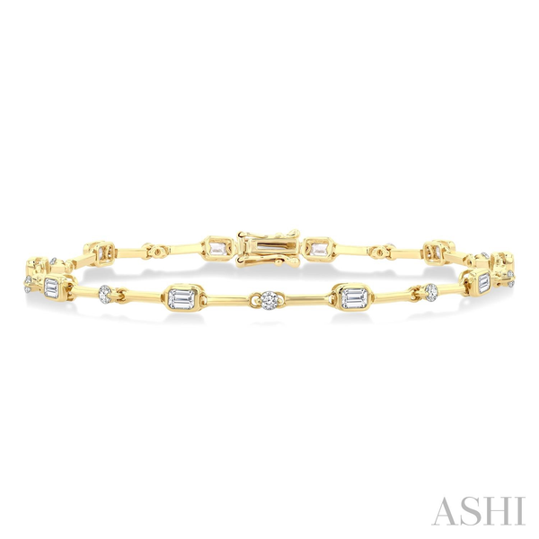 14KT Yellow Gold Emerald Cut Diamond Bar Station Bracelet Whidby Jewelers Madison, GA