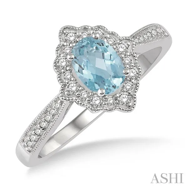 White 10Kt Aqua and Diamond Fashion Ring Whidby Jewelers Madison, GA