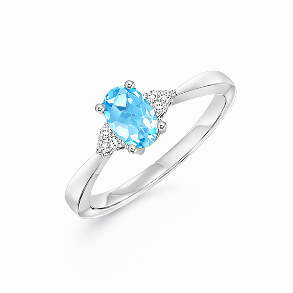 White 10 Karat Fashion Ring with Blue Topaz and Diamonds Whidby Jewelers Madison, GA