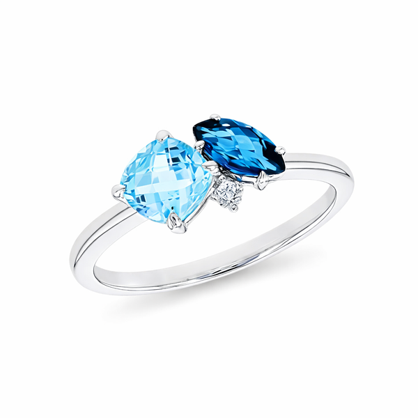 White 14 Karat Blue Topaz & Diamond Fashion Ring Whidby Jewelers Madison, GA