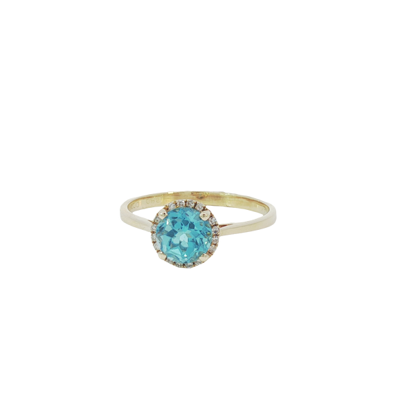 Yellow 14 Karat Blue Topaz & Diamond Fashion Ring Whidby Jewelers Madison, GA
