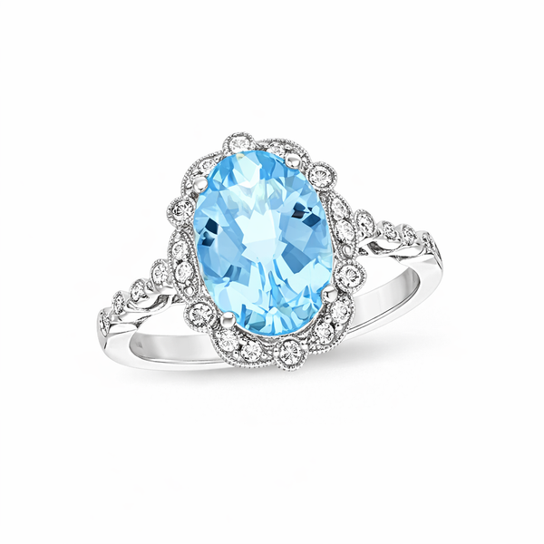 White 14 Karat Aquamarine & Diamond Fashion Ring Whidby Jewelers Madison, GA