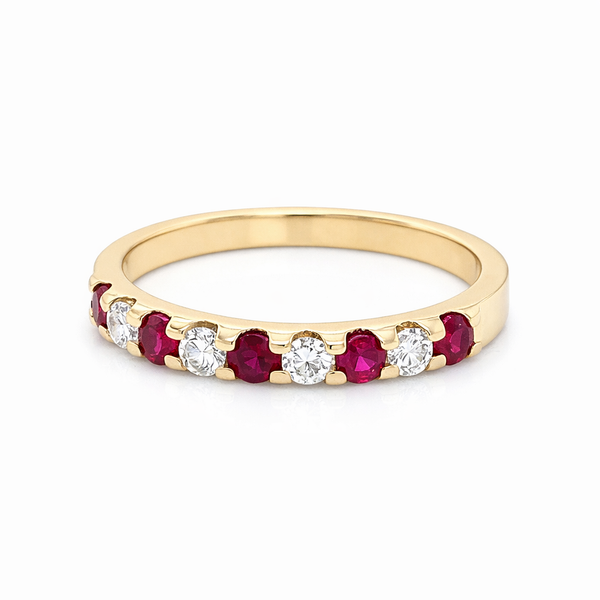 14K Yellow Gold Ruby & Diamond Band | Ruby and Diamond Fashion Ring Whidby Jewelers Madison, GA