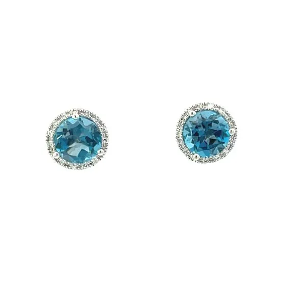 White 14Kt Stud Earrings with R London Blue Topaz and Diamonds Whidby Jewelers Madison, GA