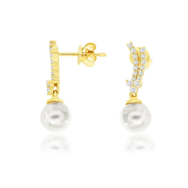 Ladys Yellow 14 Kt Pearl Drop Earrings