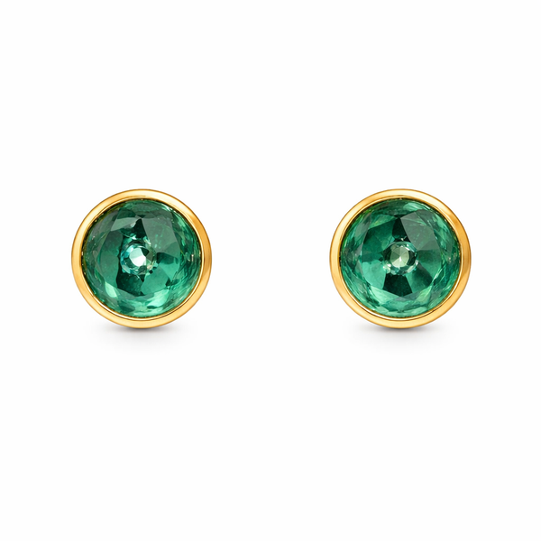 Bezel Set London Blue Topaz Stud Earrings in 14kt Yellow Gold Whidby Jewelers Madison, GA