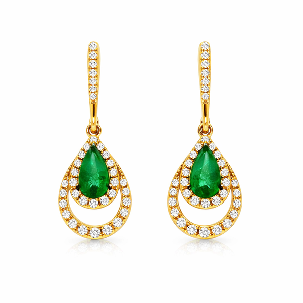 Yellow 14 Karat Drop Earrings with Emeralds Whidby Jewelers Madison, GA