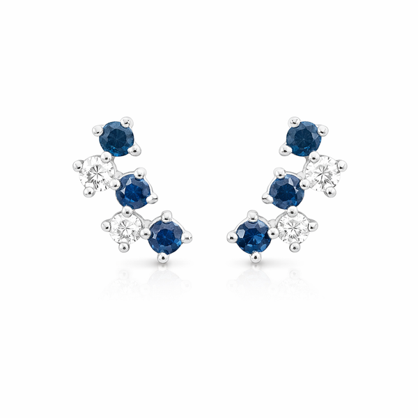 14 Karat White Sapphire and Diamond Stud Earrings Whidby Jewelers Madison, GA