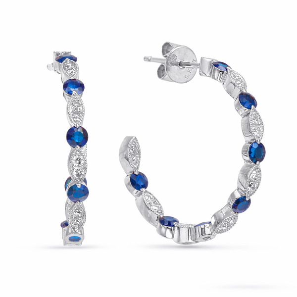 14 Karat White Sapphire Hoop Earrings Whidby Jewelers Madison, GA