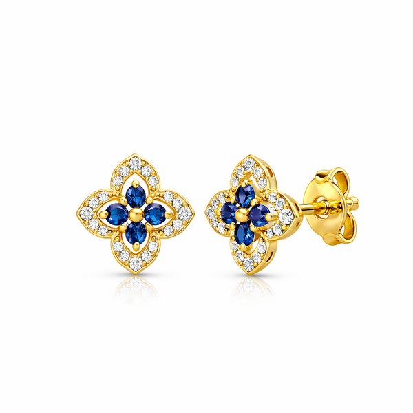 14kt Yellow Gold Sapphire & Diamond Stud Earrings Whidby Jewelers Madison, GA