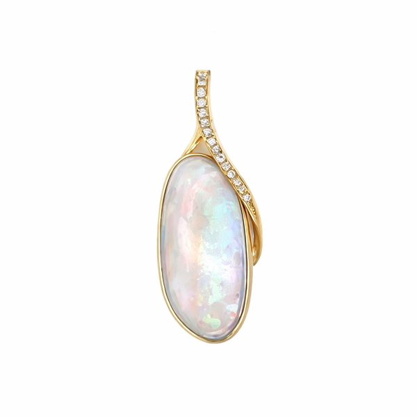 Yellow 18 Karat Australian Opal Pendant Whidby Jewelers Madison, GA