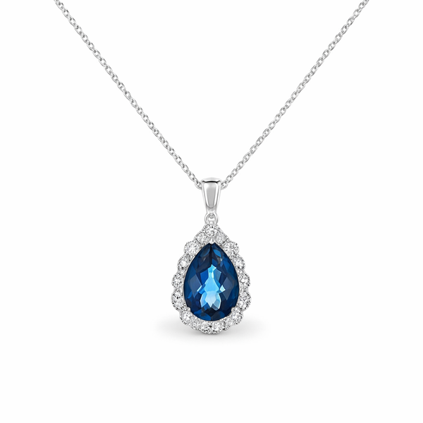 White 14 Karat London Blue Topaz Pendant Whidby Jewelers Madison, GA