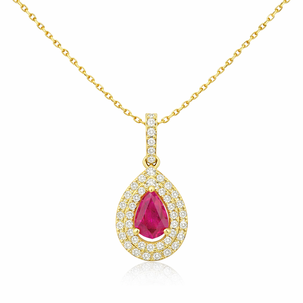 14Kt Yellow Pear Ruby Necklace Whidby Jewelers Madison, GA