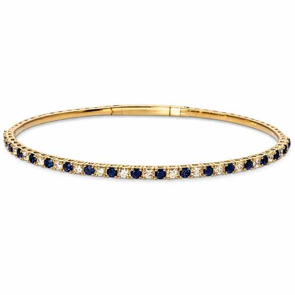 14kt Yellow Gold Sapphire & Diamond Bangle Bracelet Whidby Jewelers Madison, GA