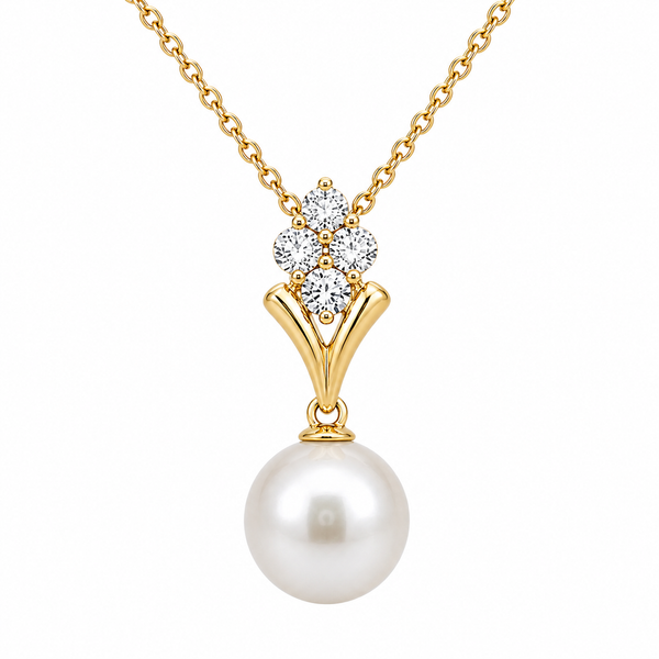 14kt Yellow Gold Pearl Pendant with Diamond Accents Whidby Jewelers Madison, GA
