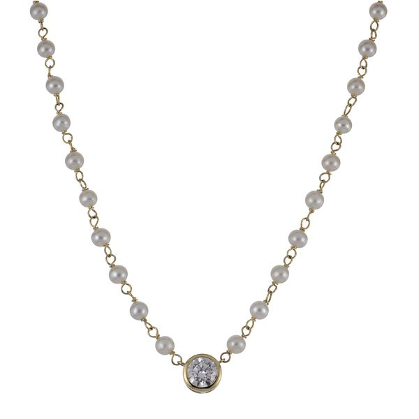 14Kt Yellow Gold Freshwater Pearl & Lab Grown Diamond Necklace Whidby Jewelers Madison, GA