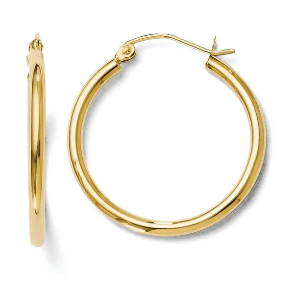 Lady's Yellow 14Kt 2 Mm Medium Hoop Earrings Whidby Jewelers Madison, GA