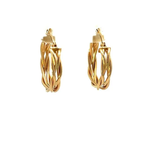 Lady's Yellow 14 Kt Braided Medium Hoop Earrings Whidby Jewelers Madison, GA