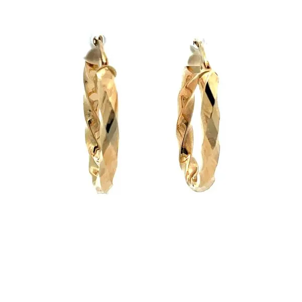Ladys Yellow 14 Kt Oval Twisted Hoop Earrings