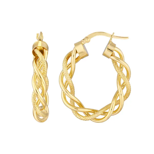 Lady's Yellow 14 Kt Braided Hoop Earrings Whidby Jewelers Madison, GA