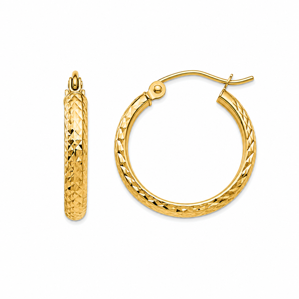 10Kt Yellow Gold Hoop Earrings | Diamond-Cut Gold Hoops Whidby Jewelers Madison, GA