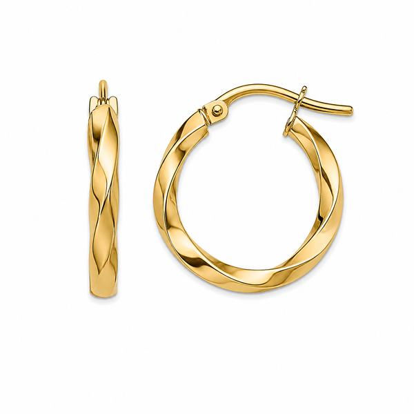 10Kt Yellow Gold Twisted Hoop Earrings | Polished Gold Fashion Hoops Whidby Jewelers Madison, GA