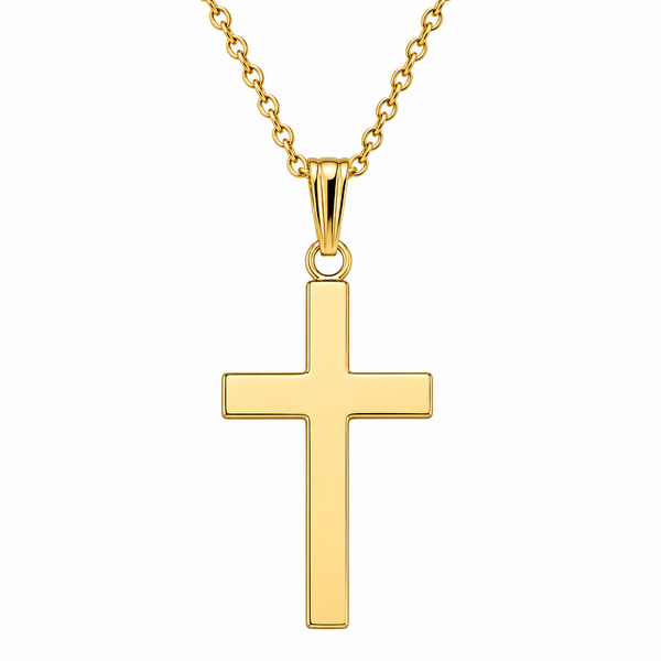 14Kt Yellow Gold Children's Cross Necklace | Polished Cross Pendant Whidby Jewelers Madison, GA
