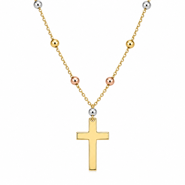 14Kt Tri-Tone Gold Cross Necklace | Yellow, White & Rose Gold Cross Pendant Whidby Jewelers Madison, GA