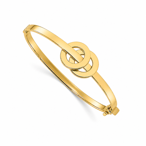 Yellow 14 Karat Gold Double Circle Bangle Bracelet Whidby Jewelers Madison, GA
